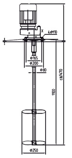 Schema-Darstellung Rührwerk für Metallcontainer